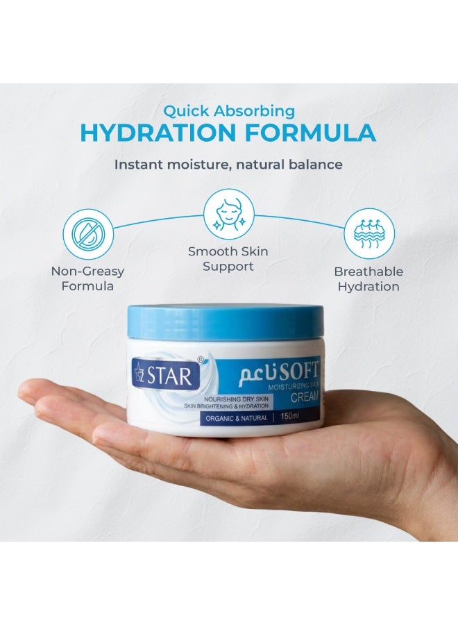 SZ Star Nourishing Soft Cream for Smooth Skin 150ml x 3, Daily Moisturiser with Lightweight Formula, Quick Absorbing Hydration for Skincare, Comfort and Everyday Use - Image 3